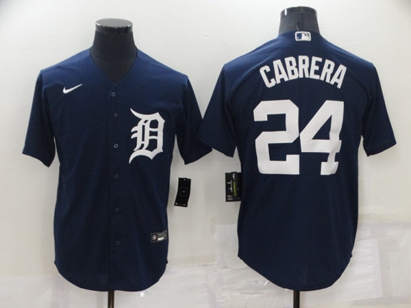 Men's Detroit Tigers #24 Miguel Cabrera Navy Cool Base Stitched Jersey